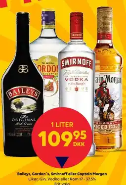BorderShop Baileys, Gordon's, Smirnoff eller Captain Morgan (1 liter) tilbud