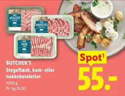 Lidl Butcher's Stegeflæsk, kam- eller nakkekoteletter tilbud