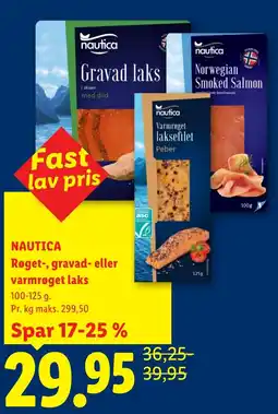 Lidl Nautica røget- gravad- eller varmrøget laks tilbud