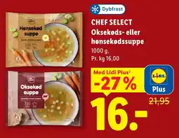 Lidl Dybfrost Chef Select Oksekøds- eller hønsekødssuppe tilbud