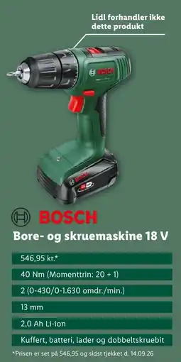 Lidl Bosch Bore- og skruemaskine 18 V tilbud