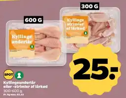 Netto Kyllingeunderlår eller -strimler af lårkød tilbud