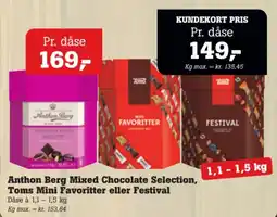 Poetzsch Padborg Anthon Berg Mixed Chocolate Selection, Toms Mini Favoritter eller Festival tilbud