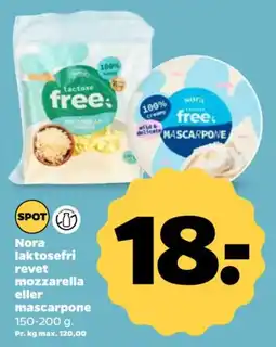 Netto Nora laktosefri revet mozzarella eller mascarpone tilbud
