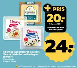 Netto Riberhus mellemlagret skiveost tilbud