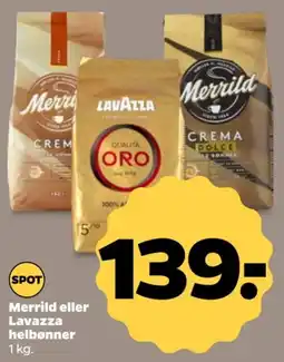Netto Merrild eller Lavazza helbønner tilbud