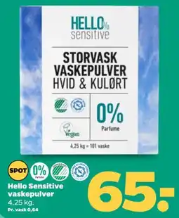Netto Hello sensitive vaskepulver tilbud