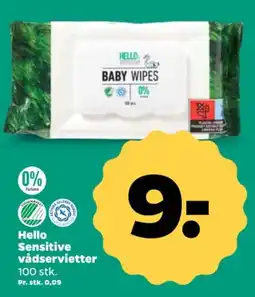 Netto Hello Sensitive vådservietter tilbud