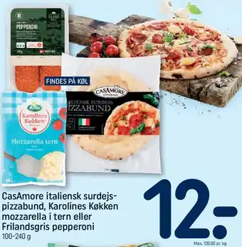 CasAmore italiensk surdejspizzabund / Karolines Køkken mozzarella i tern / Frilandsgris pepperoni