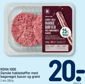 Danske hakkebøffer med bøgerøget bacon og grønt