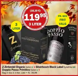 Købmandsgården Z Zinfandel Organic Silverboom Black Label Doppio Passo Primitivo tilbud