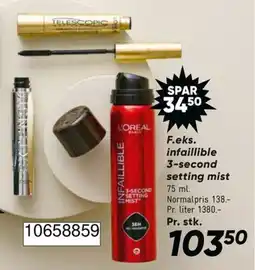 Bilka L'oreal infaillible 3-second setting mist tilbud