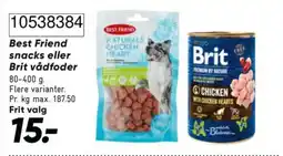 Bilka Best Friend snacks eller Brit vådfoder tilbud