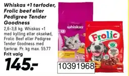 Bilka Whiskas +1 tørfoder Frolic beef eller Pedigree Tender Goodness tilbud