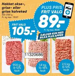Bilka Bilka hakket okse- grise- eller grise/kalvekød tilbud
