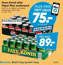 Bilka Faxe Kondi eller Pepsi Max sodavand tilbud