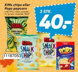 Bilka Kims chips eller Popz popcorn tilbud
