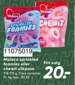 Bilka Malaco sprinkled foamies eller chewit slikpose tilbud