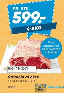Bilka Striploin af okse tilbud