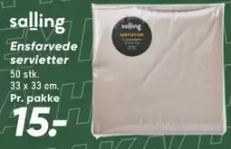 Bilka Salling ensfarvede servietter tilbud