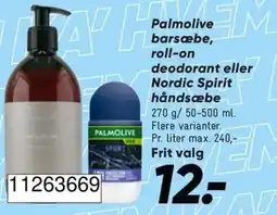Bilka Palmolive barsæbe, roll-on deodorant eller Nordic Spirit håndsæbe tilbud