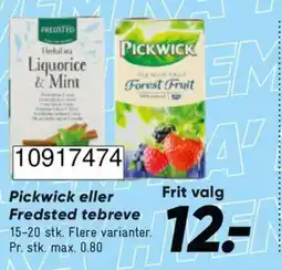 Bilka Pickwick eller Fredsted tebreve tilbud