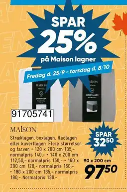 Bilka Maison stræk-lagen, box-lagen, flad-lagen eller kuvert-lagen tilbud