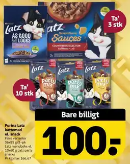 Løvbjerg Purina Latz kattemad el. snack tilbud