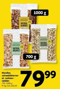 Løvbjerg Delicata mandler, valnøddekerner el. cashew-nødder tilbud