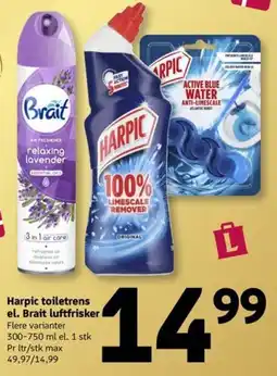 Løvbjerg Harpic toilettrens el. Brait luftfrisker tilbud