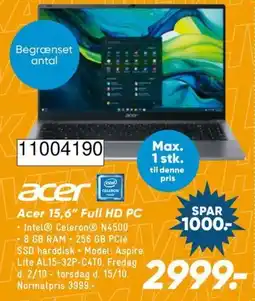Bilka Acer 15,6" Full HD PC tilbud