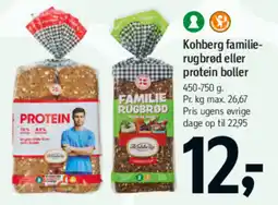 Føtex Kohberg familierugbrød eller protein boller tilbud
