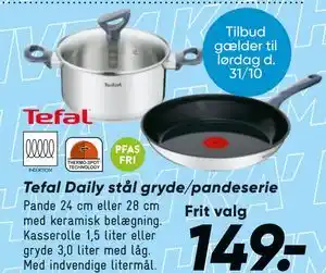 Bilka Tefal Daily stål gryde/pandeserie tilbud