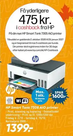 Bilka HP Smart Tank 7305 AIO printer tilbud