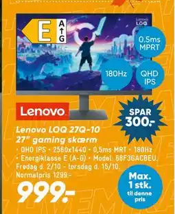 Bilka Lenovo LOQ 27Q-10 27” gaming skærm tilbud