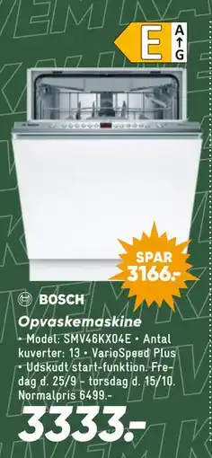 Bilka BOSCH Opvaskemaskine tilbud