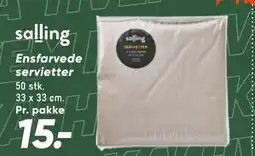 Bilka salling Ensfarvede servietter tilbud
