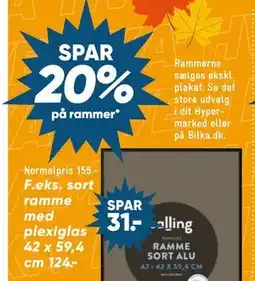 Bilka Sort ramme med plexiglas tilbud