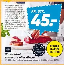 Bilka Håndskåret entrecote eller ribeye tilbud