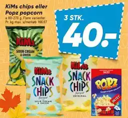 Bilka KiMs chips eller Popz popcorn tilbud