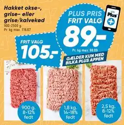 Bilka Hakket okse-, grise- eller grise/kalvekød tilbud