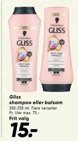 Bilka Gliss shampoo eller balsam tilbud