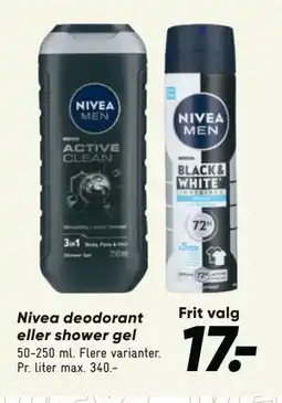 Bilka Nivea deodorant eller shower gel tilbud