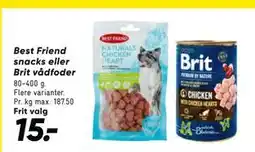 Bilka Best Friend snacks eller Brit vådfoder tilbud