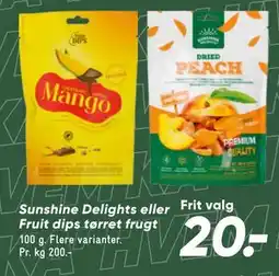 Bilka Sunshine Delights eller Fruit dips tørret frugt tilbud