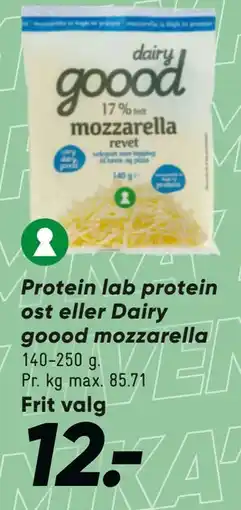 Bilka Protein lab protein ost eller Dairy goood mozzarella tilbud