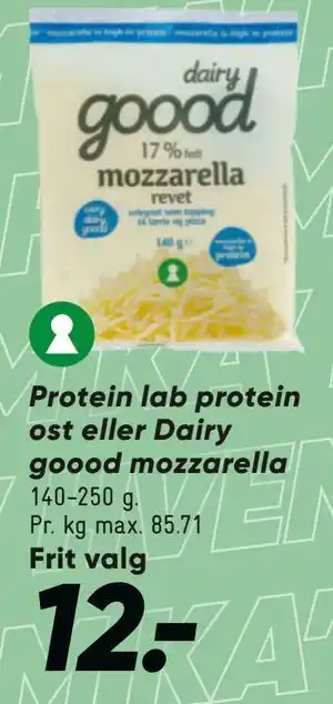 Bilka Protein lab protein ost eller Dairy goood mozzarella tilbud