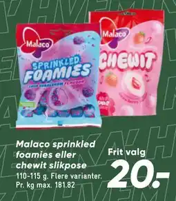 Bilka Malaco sprinkled foamies eller chewit slikpose tilbud