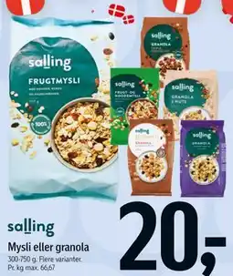 Føtex Mysli eller granola tilbud