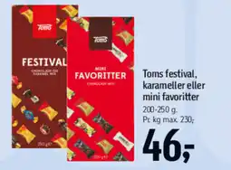Føtex Toms festival karameller eller mini favoritter tilbud